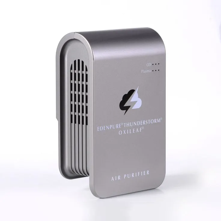 an aluminum air purifier is shown on a white background