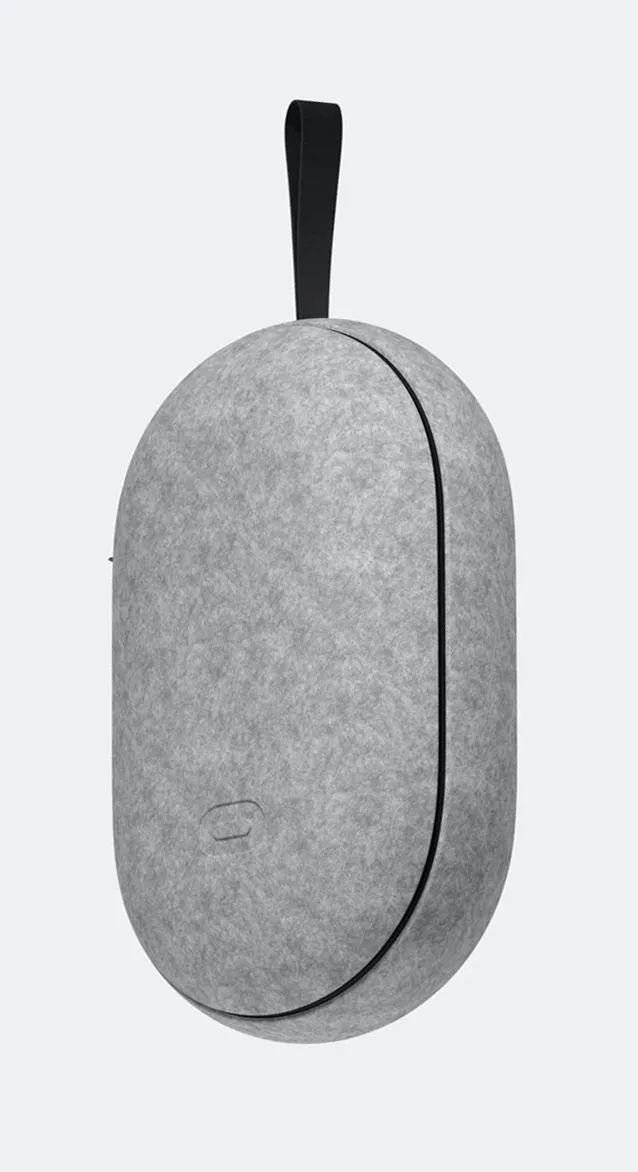 a gray and black object hanging from the ceiling