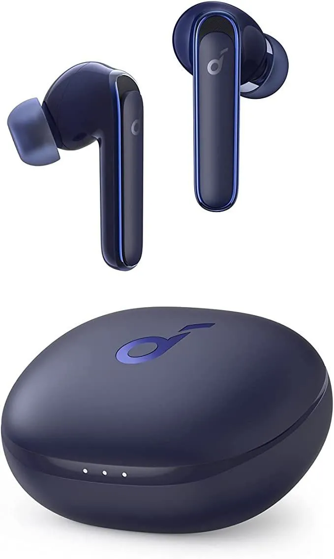 an image of a pair of blue ear buds