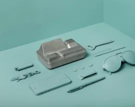 VALLEY landscape organizing box holds phone, cards and glass
