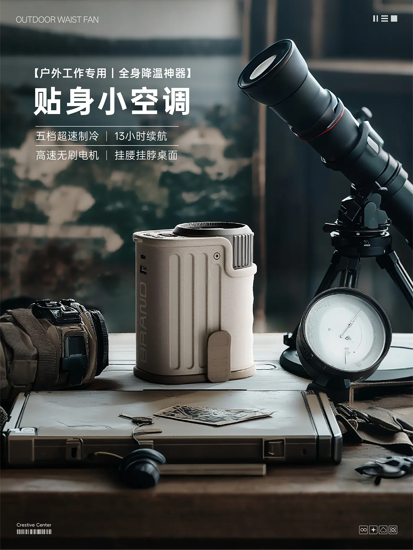 户外挂腰风扇，产品设计，户外装备，户外好物，露营必备，夏日降温，工业设计，设计案例分享，
