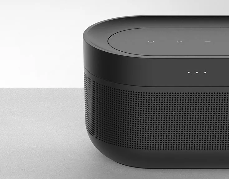 an image of a black speaker on the table