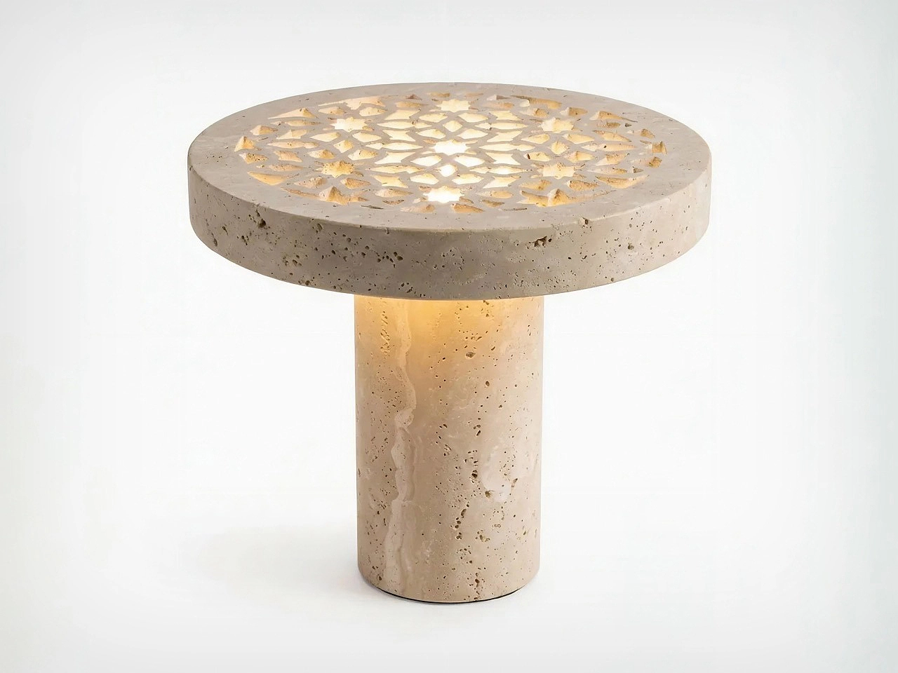 travertine，Sukun，装饰性石材雕刻，水刀切割，可充电氛围灯，